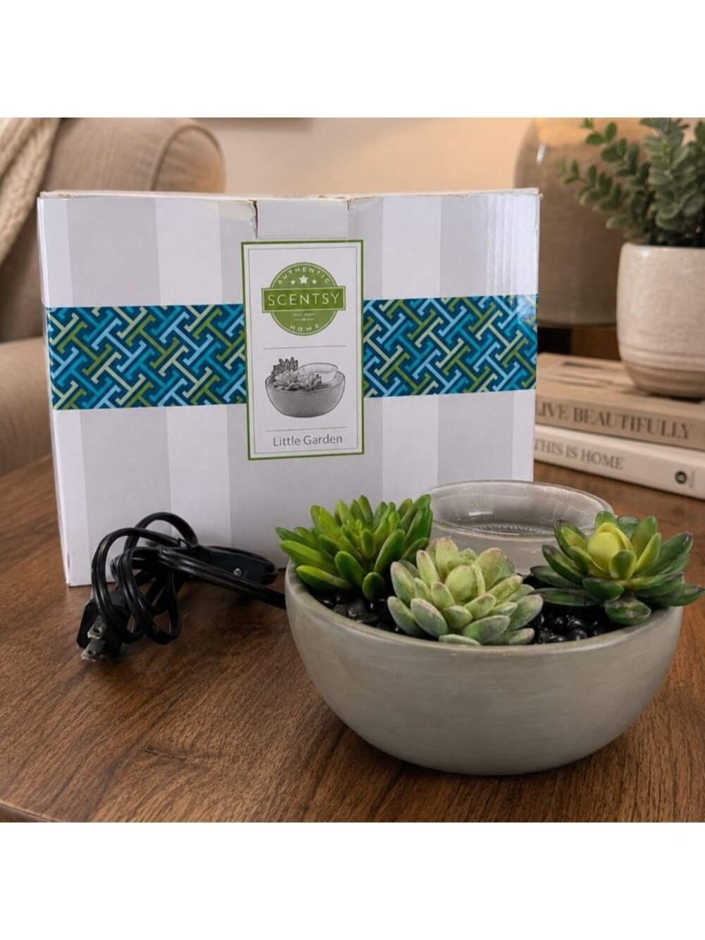 Scentsy Little Garden Warmer Wax Scents - Base, Dish, Artificial Plants & Rocks